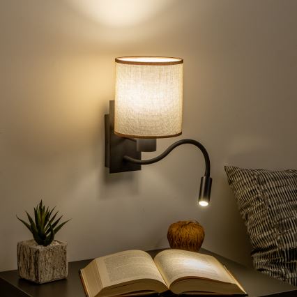 Brilagi - LED Elastyczny kinkiet NUBILA 1xE27/25W/230V + LED/3W czarny/brązowy
