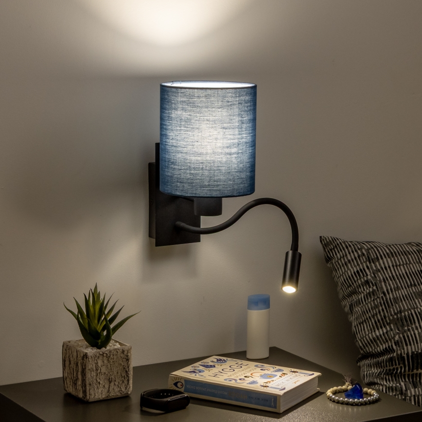 Brilagi - LED Elastyczny kinkiet NUBILA 1xE27/25W/230V + LED/3W czarny/ciemnoniebieski