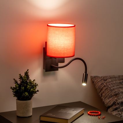 Brilagi - LED Elastyczny kinkiet NUBILA 1xE27/25W/230V + LED/3W czarny/czerwony