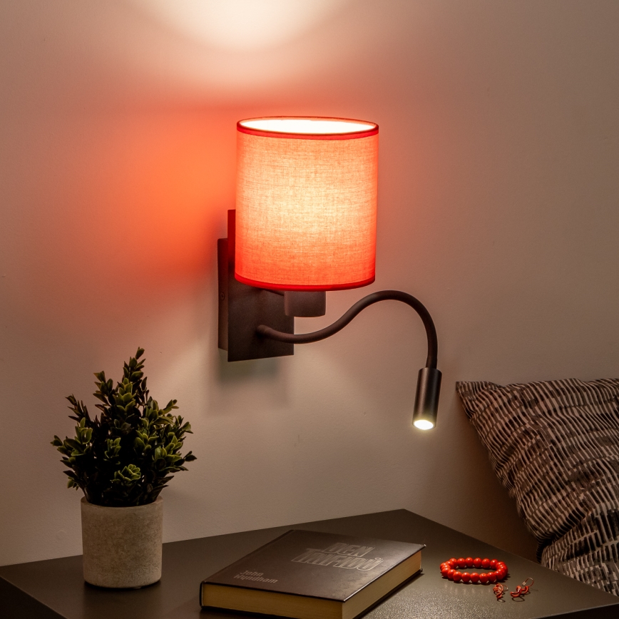 Brilagi - LED Elastyczny kinkiet NUBILA 1xE27/25W/230V + LED/3W czarny/czerwony