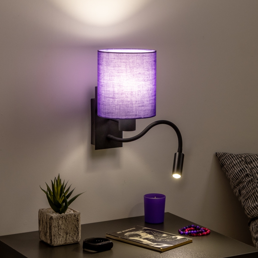 Brilagi - LED Elastyczny kinkiet NUBILA 1xE27/25W/230V + LED/3W czarny/fioletowy