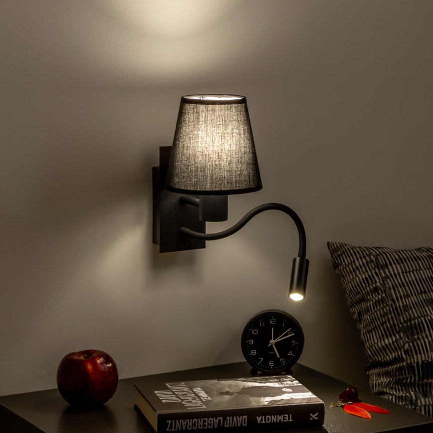 Brilagi - LED Elastyczny kinkiet NUBILA 1xE27/25W/230V + LED/3W czarny