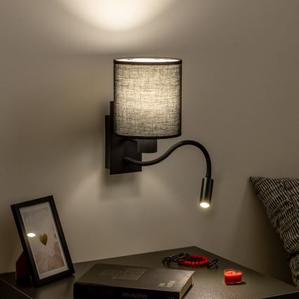 Brilagi - LED Elastyczny kinkiet NUBILA 1xE27/25W/230V + LED/3W czarny