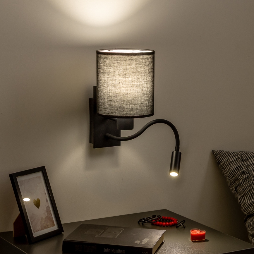 Brilagi - LED Elastyczny kinkiet NUBILA 1xE27/25W/230V + LED/3W czarny