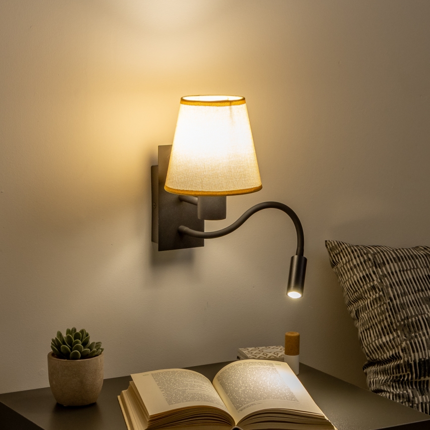 Brilagi - LED Elastyczny kinkiet NUBILA 1xE27/25W/230V + LED/3W czarny/jasnobrązowy