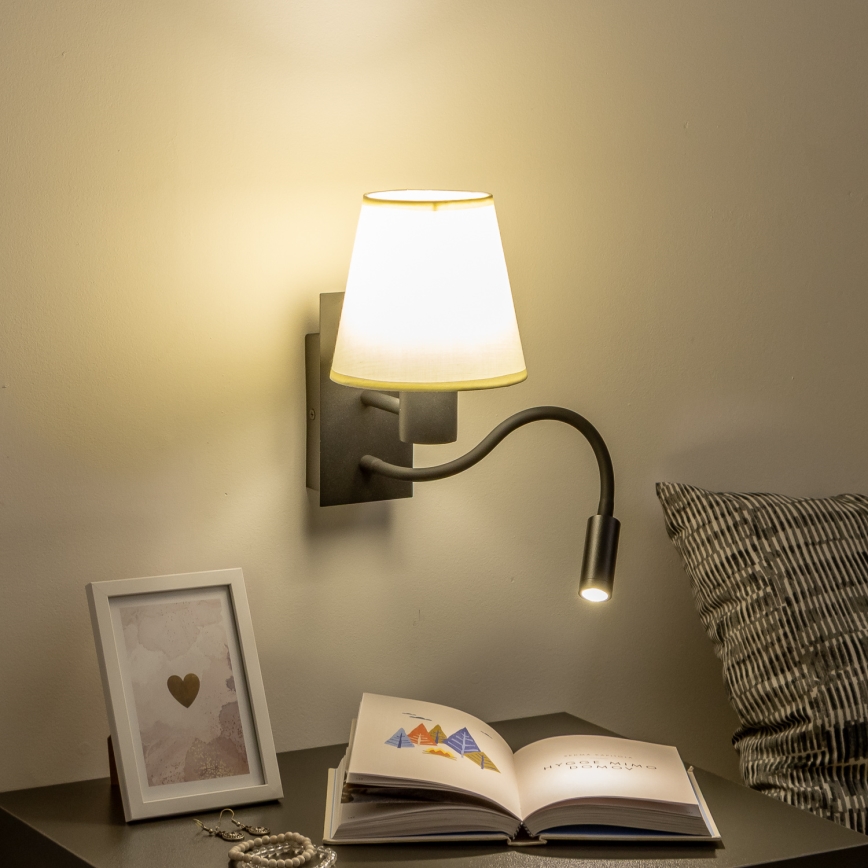 Brilagi - LED Elastyczny kinkiet NUBILA 1xE27/25W/230V + LED/3W czarny/kremowy
