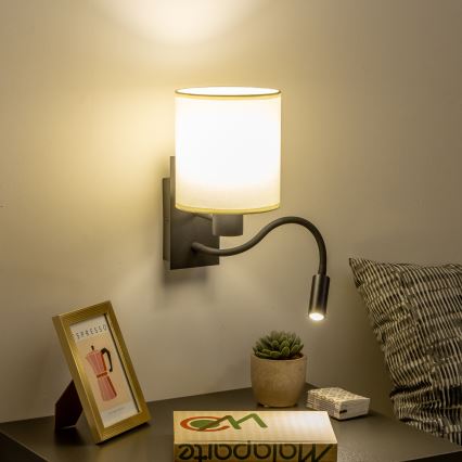 Brilagi - LED Elastyczny kinkiet NUBILA 1xE27/25W/230V + LED/3W czarny/kremowy
