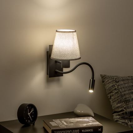 Brilagi - LED Elastyczny kinkiet NUBILA 1xE27/25W/230V + LED/3W czarny/szary