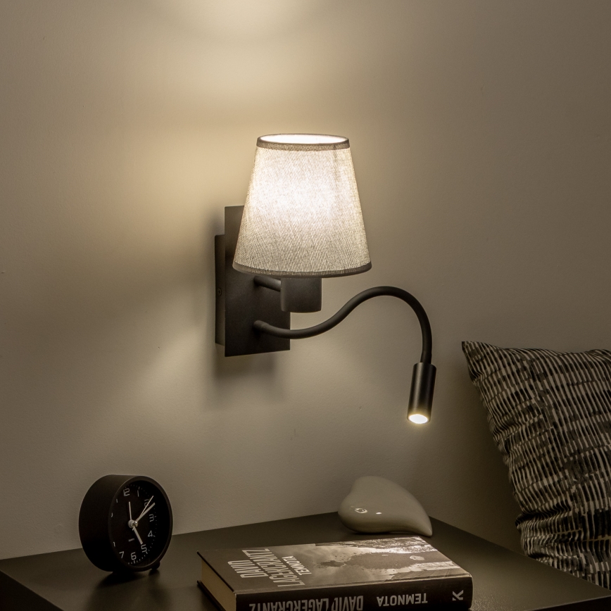 Brilagi - LED Elastyczny kinkiet NUBILA 1xE27/25W/230V + LED/3W czarny/szary
