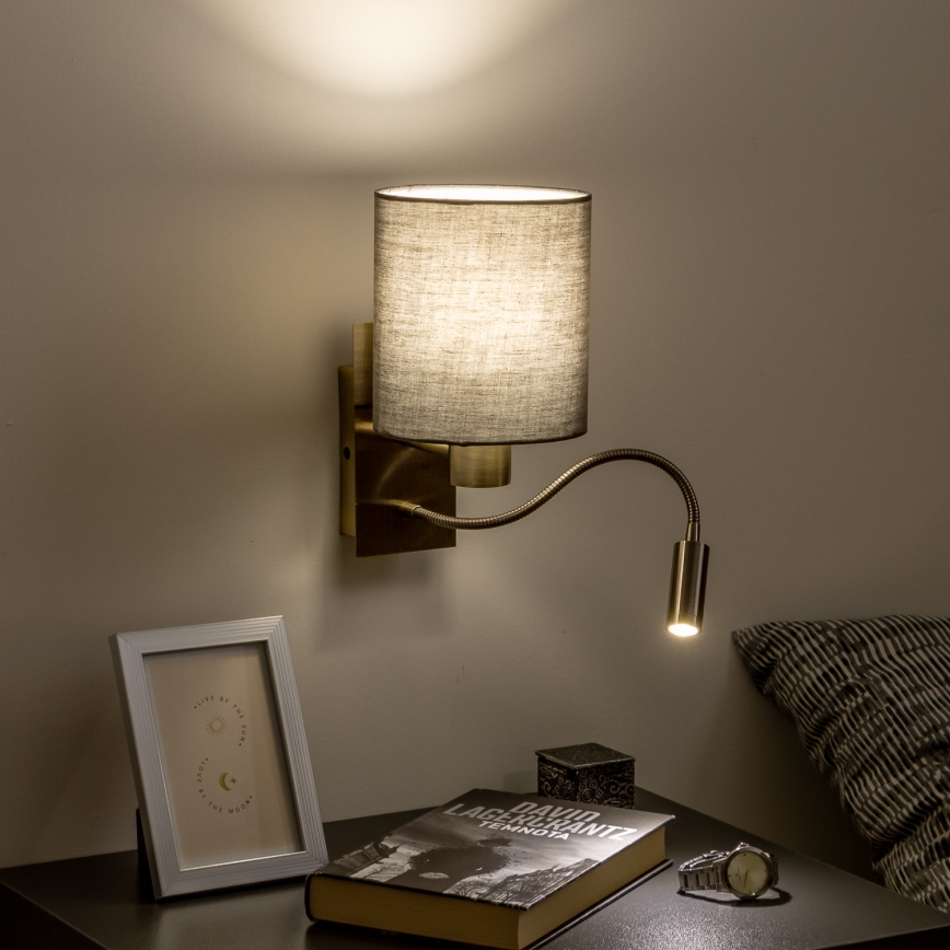 Brilagi - LED Elastyczny kinkiet NUBILA 1xE27/25W/230V + LED/3W mosiądz/antracyt