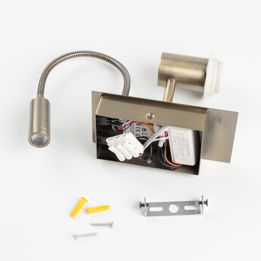 Brilagi - LED Elastyczny kinkiet NUBILA 1xE27/25W/230V+ LED/3W mosiądz/ciemnoniebieski