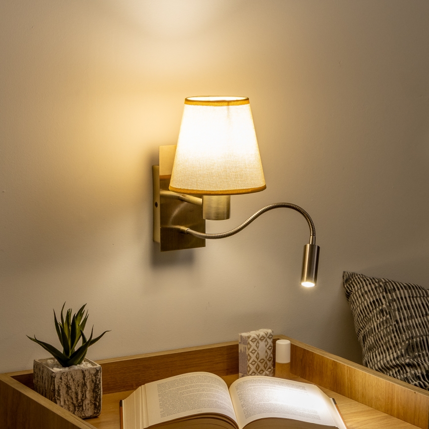 Brilagi - LED Elastyczny kinkiet NUBILA 1xE27/25W/230V + LED/3W mosiądz/jasnobrązowy