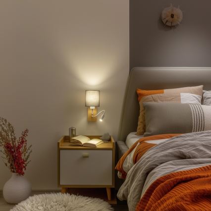 Brilagi - LED Elastyczny kinkiet NUBILA WOOD 1xE27/25W/230V + LED/3W dąb/antracyt