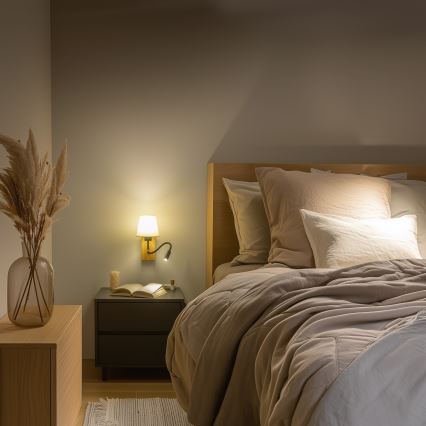 Brilagi - LED Elastyczny kinkiet NUBILA WOOD 1xE27/25W/230V + LED/3W dąb/biały