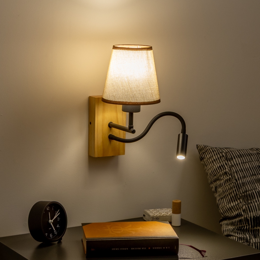 Brilagi - LED Elastyczny kinkiet NUBILA WOOD 1xE27/25W/230V + LED/3W dąb/brązowy
