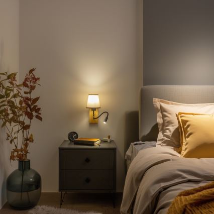 Brilagi - LED Elastyczny kinkiet NUBILA WOOD 1xE27/25W/230V + LED/3W dąb/brązowy