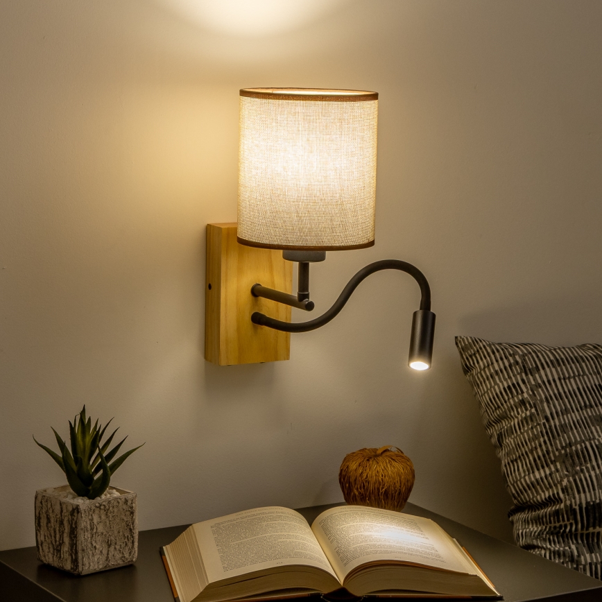 Brilagi - LED Elastyczny kinkiet NUBILA WOOD 1xE27/25W/230V + LED/3W dąb/brązowy