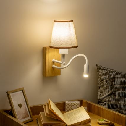 Brilagi - LED Elastyczny kinkiet NUBILA WOOD 1xE27/25W/230V + LED/3W dąb/brązowy
