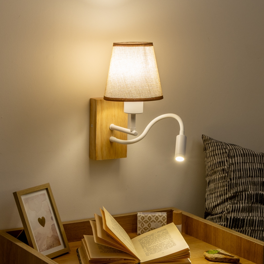 Brilagi - LED Elastyczny kinkiet NUBILA WOOD 1xE27/25W/230V + LED/3W dąb/brązowy