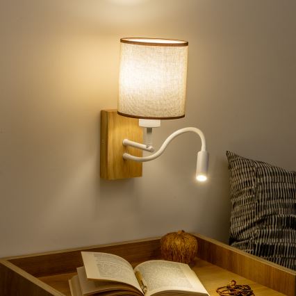 Brilagi - LED Elastyczny kinkiet NUBILA WOOD 1xE27/25W/230V + LED/3W dąb/brązowy