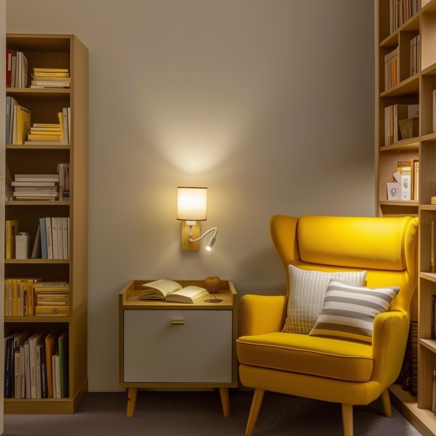Brilagi - LED Elastyczny kinkiet NUBILA WOOD 1xE27/25W/230V + LED/3W dąb/brązowy