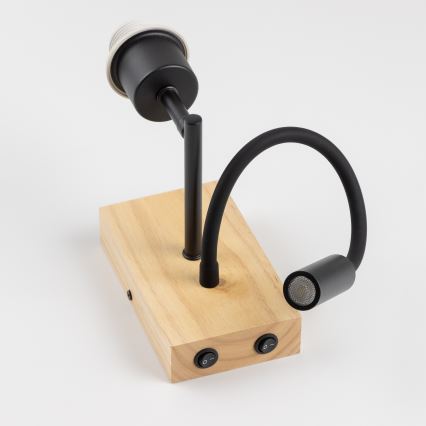 Brilagi - LED Elastyczny kinkiet NUBILA WOOD 1xE27/25W/230V + LED/3W dąb/ciemnoniebieski