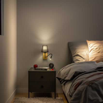 Brilagi - LED Elastyczny kinkiet NUBILA WOOD 1xE27/25W/230V + LED/3W dąb/czarny