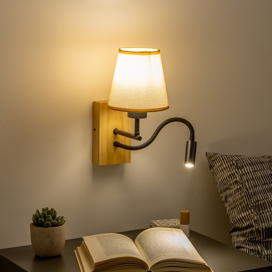 Brilagi - LED Elastyczny kinkiet NUBILA WOOD 1xE27/25W/230V + LED/3W dąb/jasnobrązowy