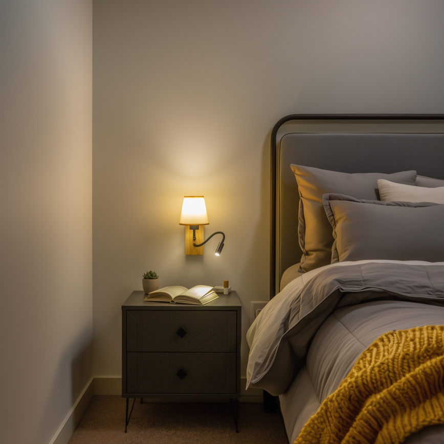 Brilagi - LED Elastyczny kinkiet NUBILA WOOD 1xE27/25W/230V + LED/3W dąb/jasnobrązowy