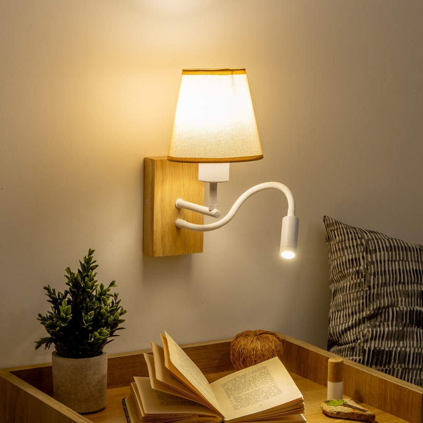 Brilagi - LED Elastyczny kinkiet NUBILA WOOD 1xE27/25W/230V + LED/3W dąb/jasnobrązowy