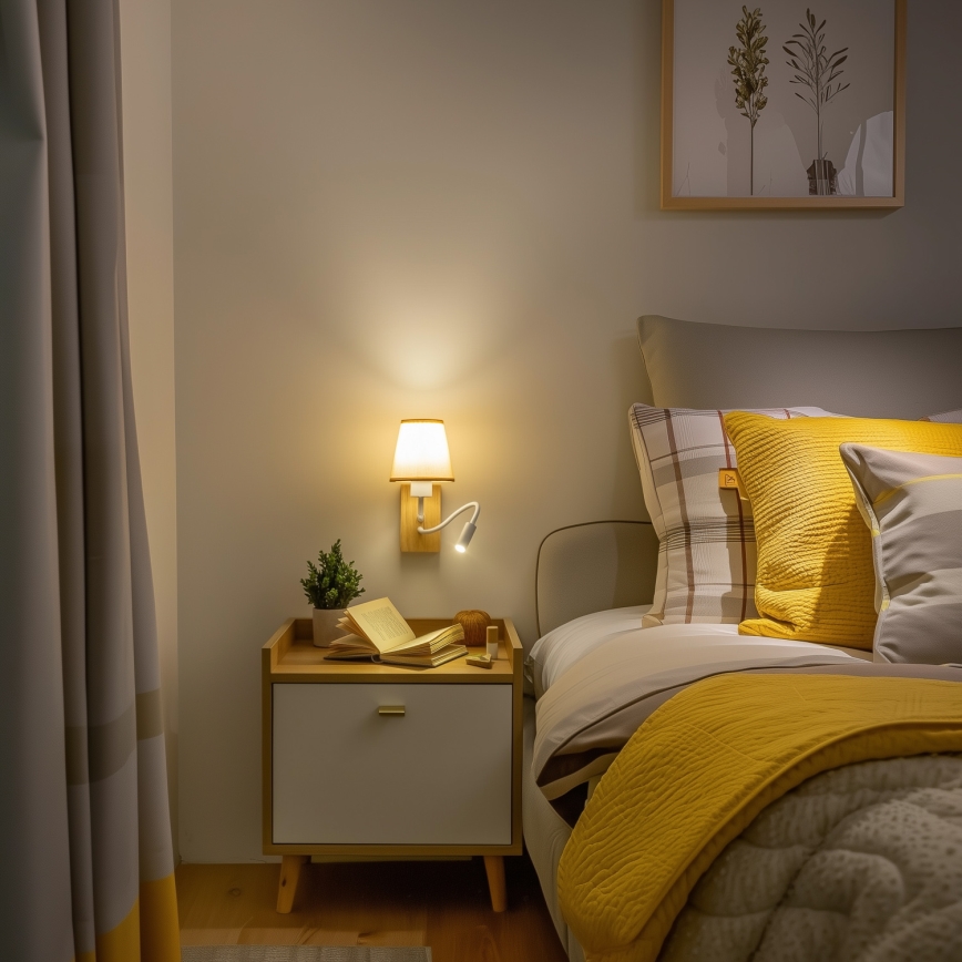 Brilagi - LED Elastyczny kinkiet NUBILA WOOD 1xE27/25W/230V + LED/3W dąb/jasnobrązowy