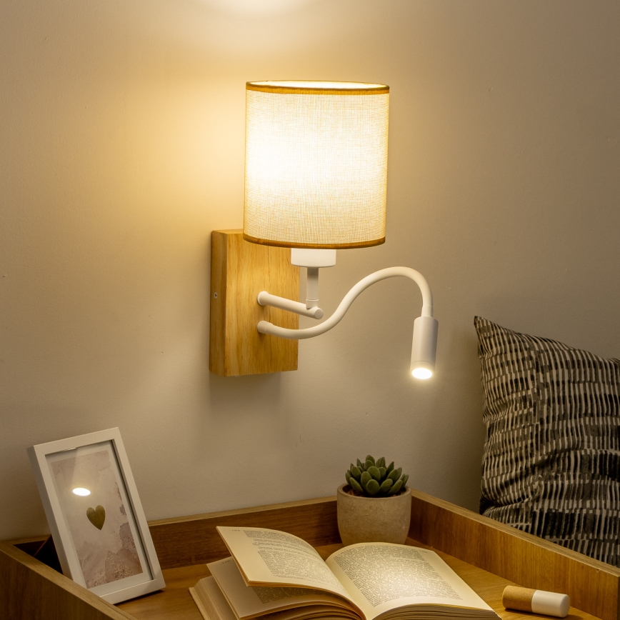 Brilagi - LED Elastyczny kinkiet NUBILA WOOD 1xE27/25W/230V + LED/3W dąb/jasnobrązowy