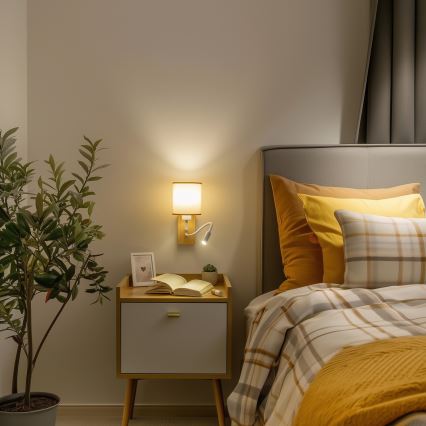Brilagi - LED Elastyczny kinkiet NUBILA WOOD 1xE27/25W/230V + LED/3W dąb/jasnobrązowy