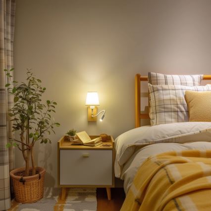 Brilagi - LED Elastyczny kinkiet NUBILA WOOD 1xE27/25W/230V + LED/3W dąb/kremowy