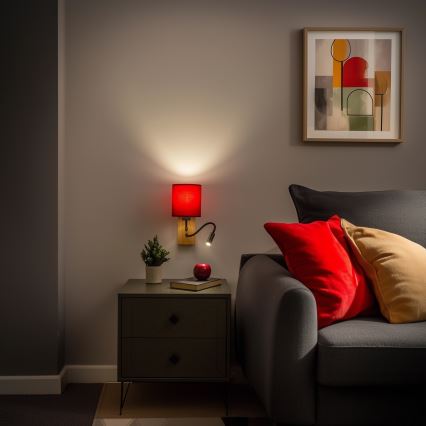 Brilagi - LED Elastyczny kinkiet NUBILA WOOD 1xE27/25W/230V + LED/3W dąb/pompejańska czerwień