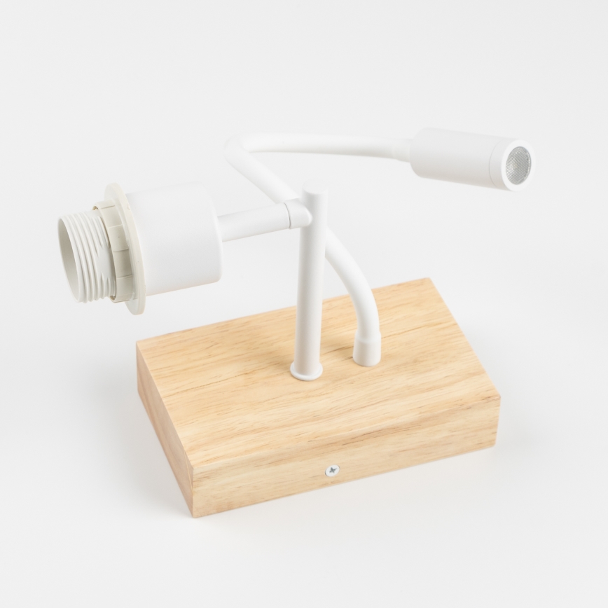 Brilagi - LED Elastyczny kinkiet NUBILA WOOD 1xE27/25W/230V + LED/3W dąb/pompejańska czerwień