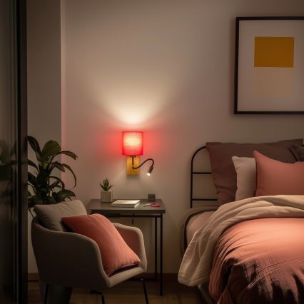 Brilagi - LED Elastyczny kinkiet NUBILA WOOD 1xE27/25W/230V + LED/3W dąb/różowy