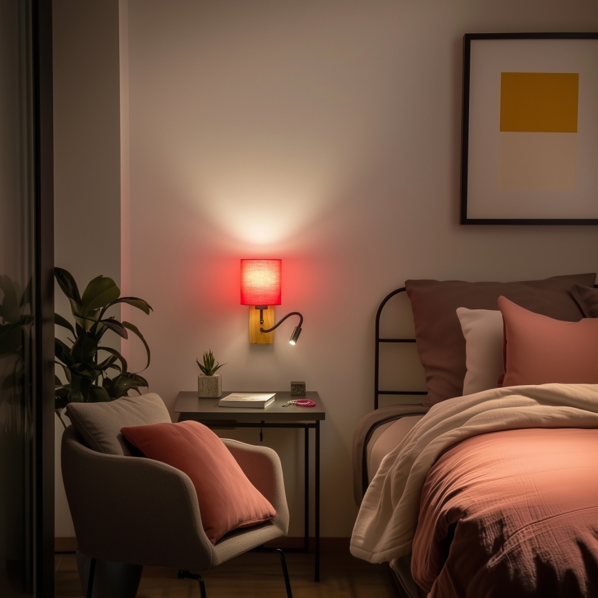 Brilagi - LED Elastyczny kinkiet NUBILA WOOD 1xE27/25W/230V + LED/3W dąb/różowy
