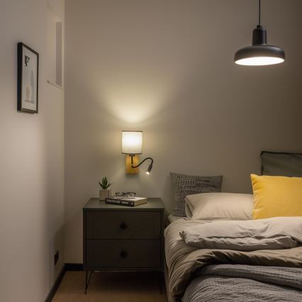 Brilagi - LED Elastyczny kinkiet NUBILA WOOD 1xE27/25W/230V + LED/3W dąb/szary