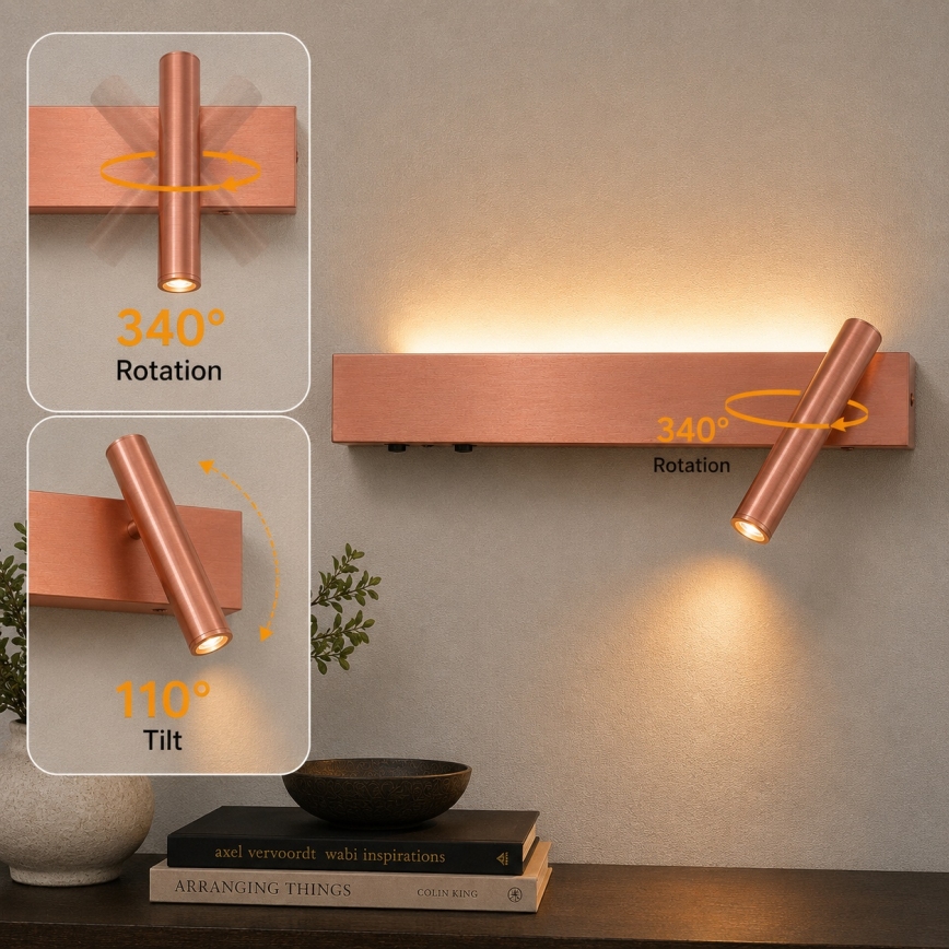 BRILAGI - Kinkiet punktowy ARLIX LED/3W/230V + LED/7W, brązowy, CRI 90