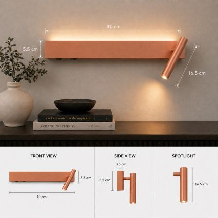 BRILAGI - Kinkiet punktowy ARLIX LED/3W/230V + LED/7W, brązowy, CRI 90