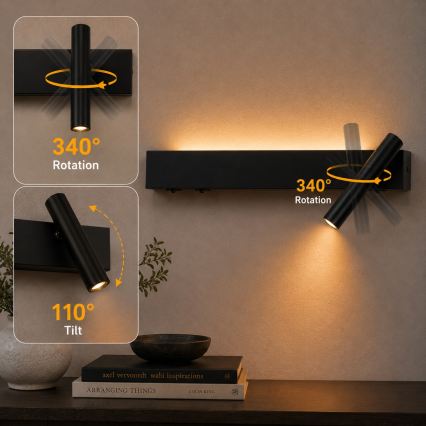 BRILAGI - LED kinkiet punktowy ARLIX LED/3W/230V + LED/7W czarny CRI 90