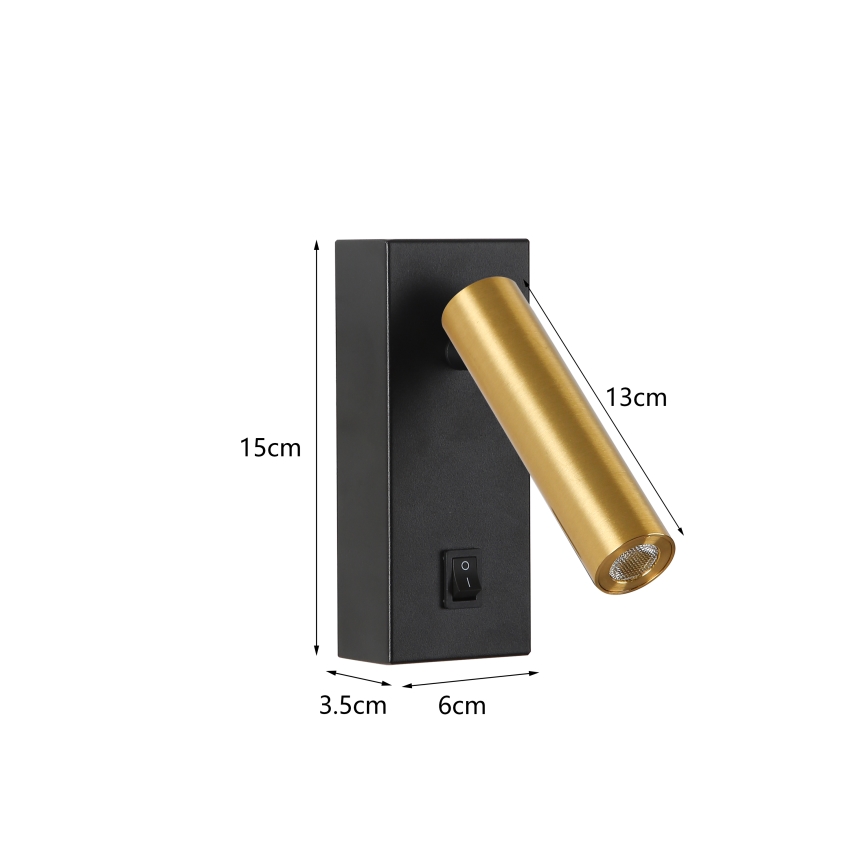 Brilagi - LED Kinkiet punktowy MAYA LED/3W/230V 4000K czarny/złoty