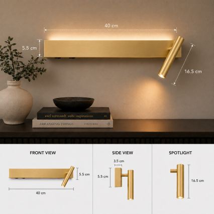 Brilagi - LED kinkiet punktowy VIXON LED/3W/230V + LED/7W, złoty, CRI 90