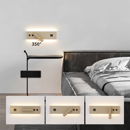 BRILAGI - LED kinkiet punktowy z portem USB NOCTIS LED/3W/230V + LED/9W beżowy