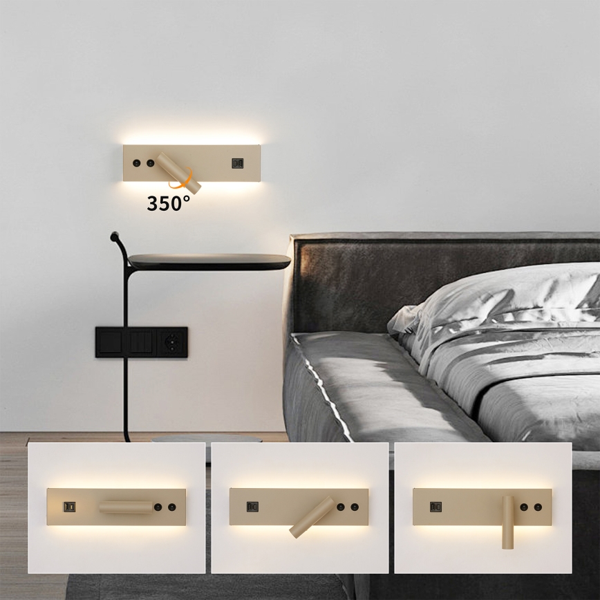 BRILAGI - LED kinkiet punktowy z portem USB NOCTIS LED/3W/230V + LED/9W beżowy