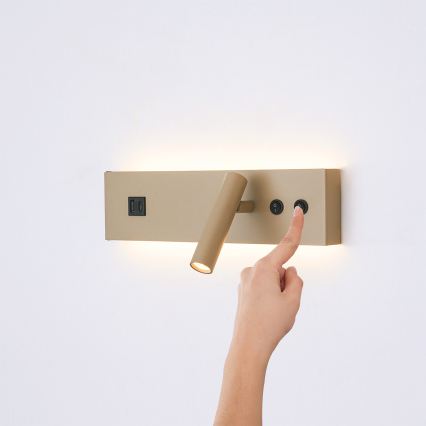 BRILAGI - LED kinkiet punktowy z portem USB NOCTIS LED/3W/230V + LED/9W beżowy