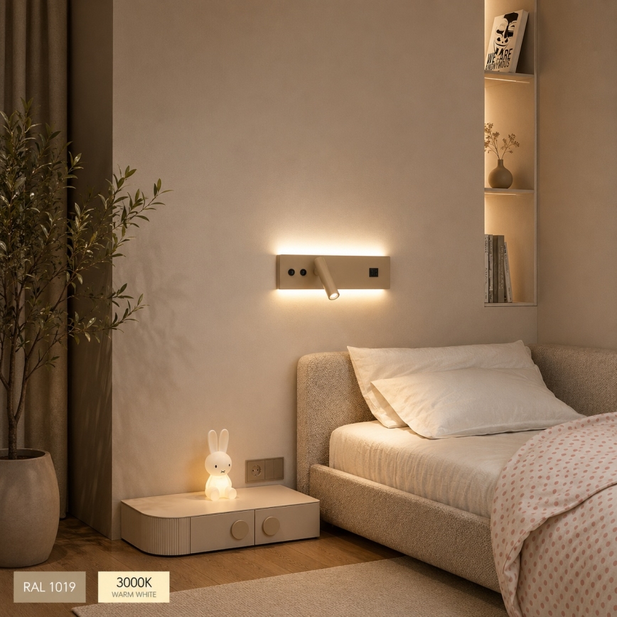 BRILAGI - LED kinkiet punktowy z portem USB NOCTIS LED/3W/230V + LED/9W beżowy