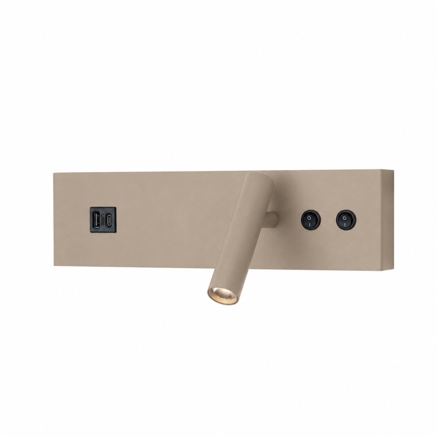 BRILAGI - LED kinkiet punktowy z portem USB NOCTIS LED/3W/230V + LED/9W beżowy