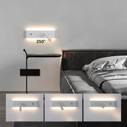 Brilagi - LED kinkiet punktowy z portem USB NOCTIS LED/3W/230V + LED/9W biały